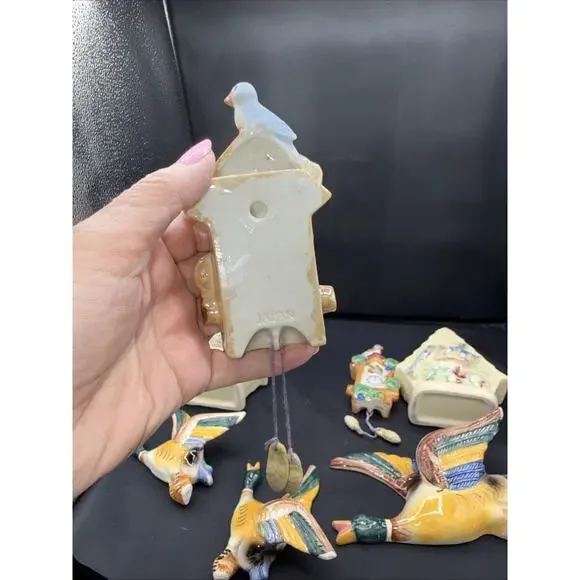 7 Piece vintage ceramic flying mallard duck wall pockets. Made In Japan - Picture 12 of 12